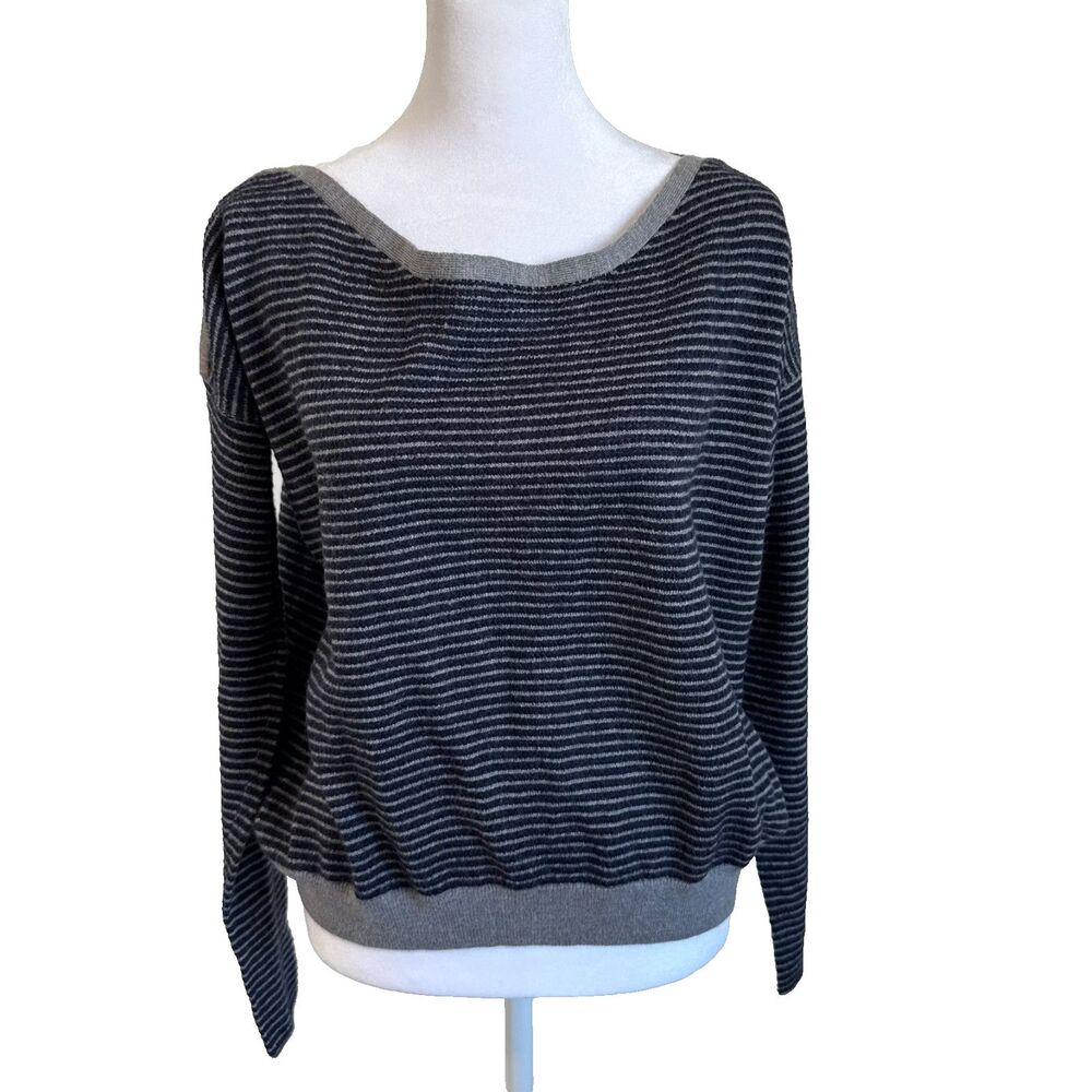 Joie Sweater 100% Merino Wool Striped Scoop-neck Classic Minimalistic Sz M